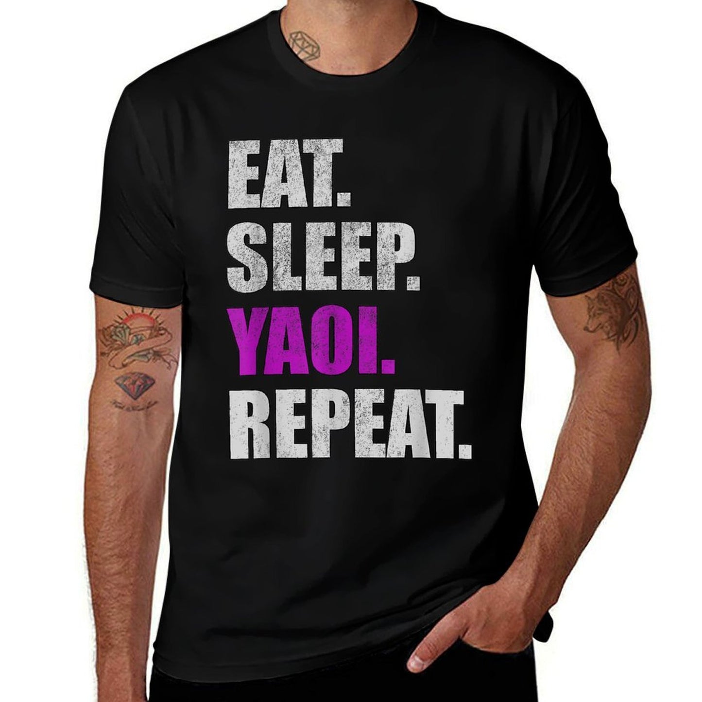Eat Sleep Yaoi Repeat - Yaoi Boys Love Manga  Oversized Silhouette T-Shirt