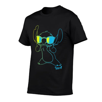 Disney Lilo  Stitch Cool Stitch Neon Outline Chest Portrait  Soft T-Shirt