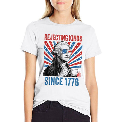 US Rejecting Kings Since 1776 4th of July Outfit  Heathered Texture T-Shirt
