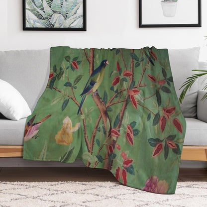 Green Dream Chinoiserie Throw Blanket