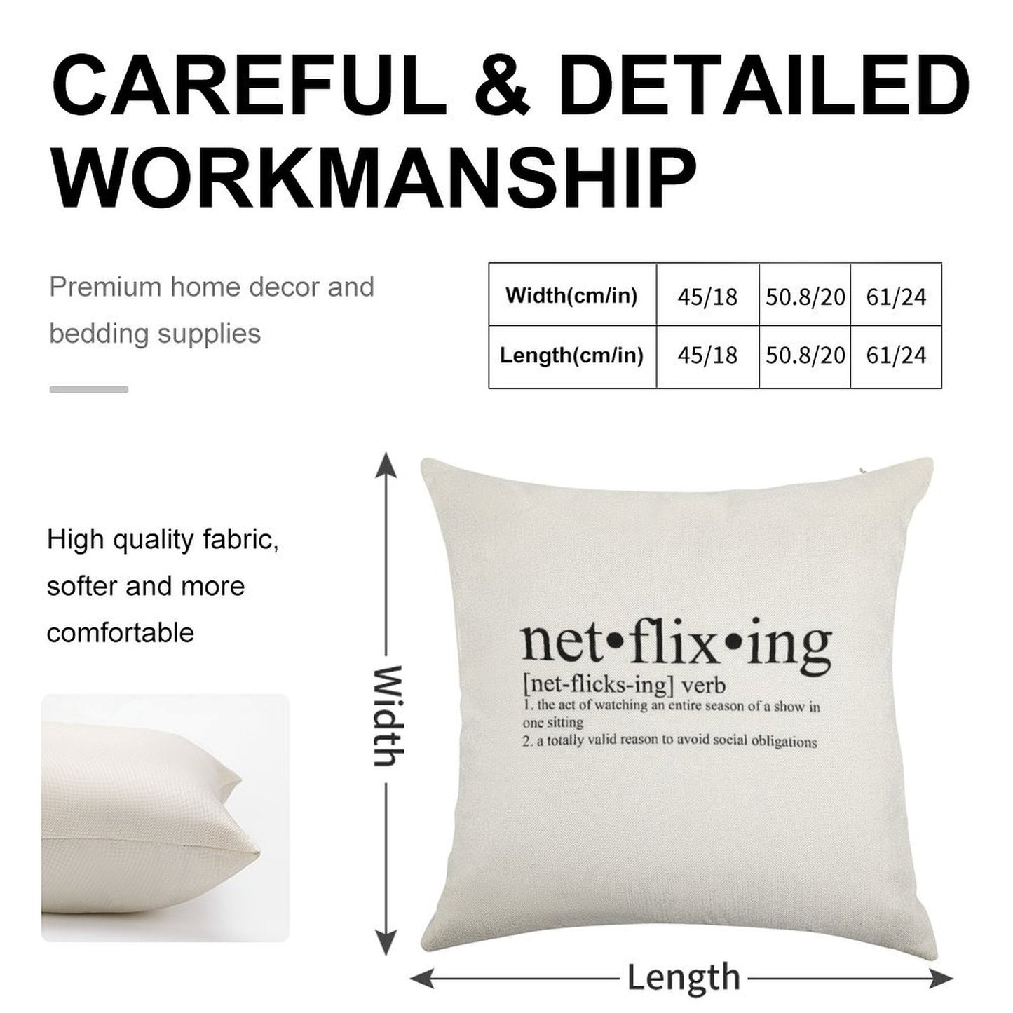 Netflixing Definition Linen Throw Pillow Cover