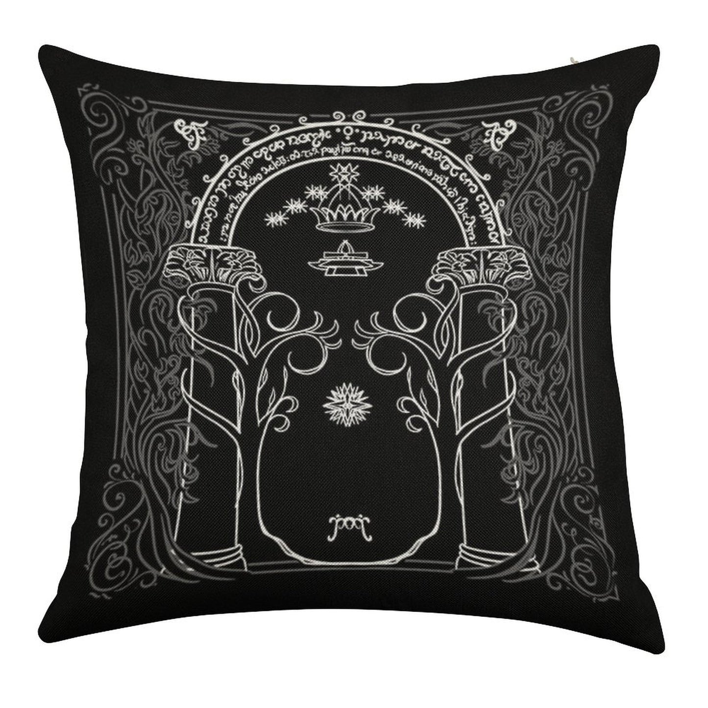 Mountain Door in The Style of J.R.R.Tolkien Linen Throw Pillow Cover