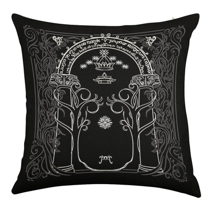 Mountain Door in The Style of J.R.R.Tolkien Linen Throw Pillow Cover