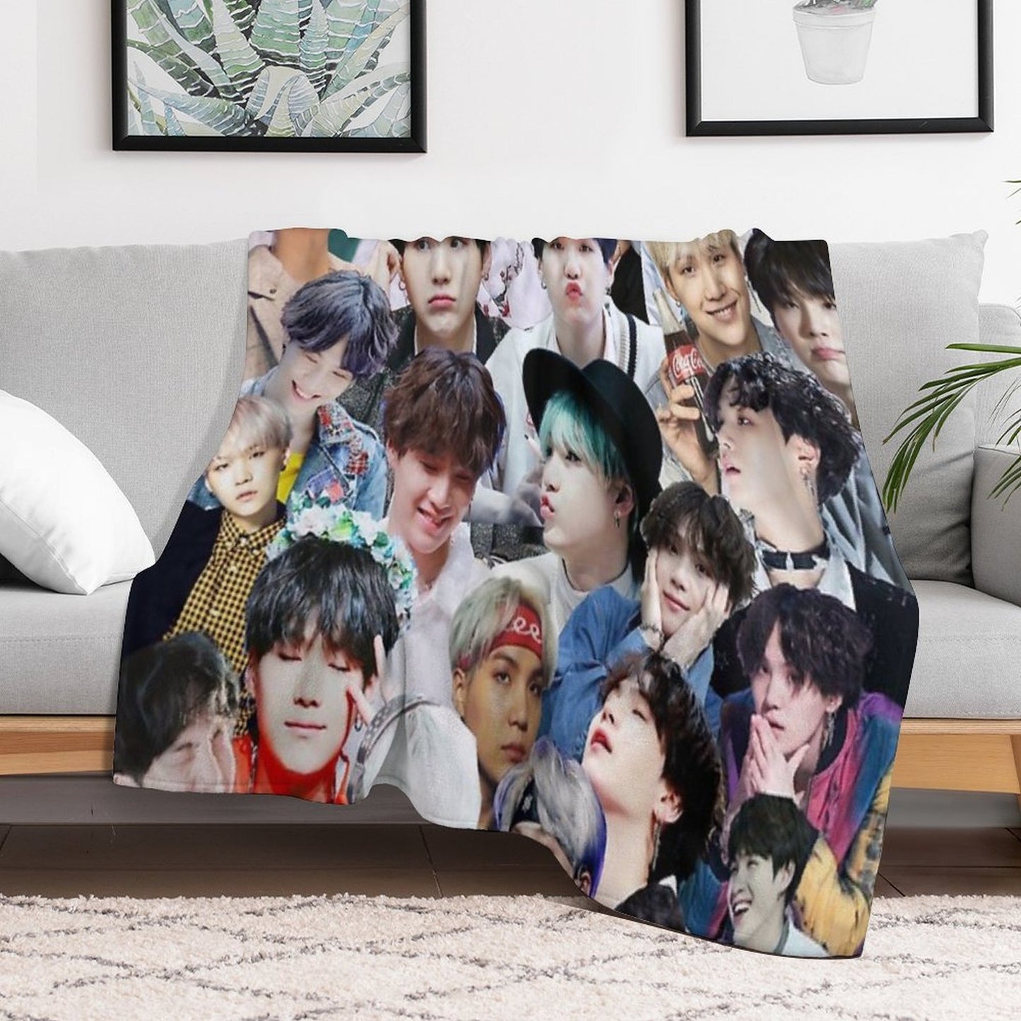 Suga BTS Collage Throw Blanket
