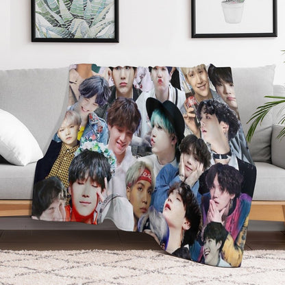 Suga BTS Collage Throw Blanket