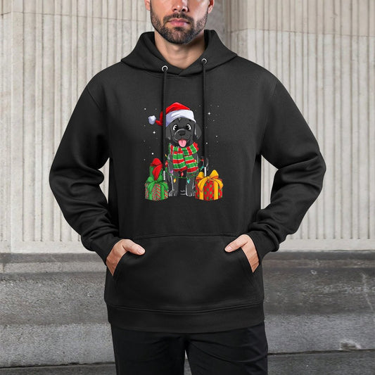 Black Labrador Retriever Christmas Lights Xmas Lab Dog Lover Men Women Kids Pilling-Resistant Hoodie