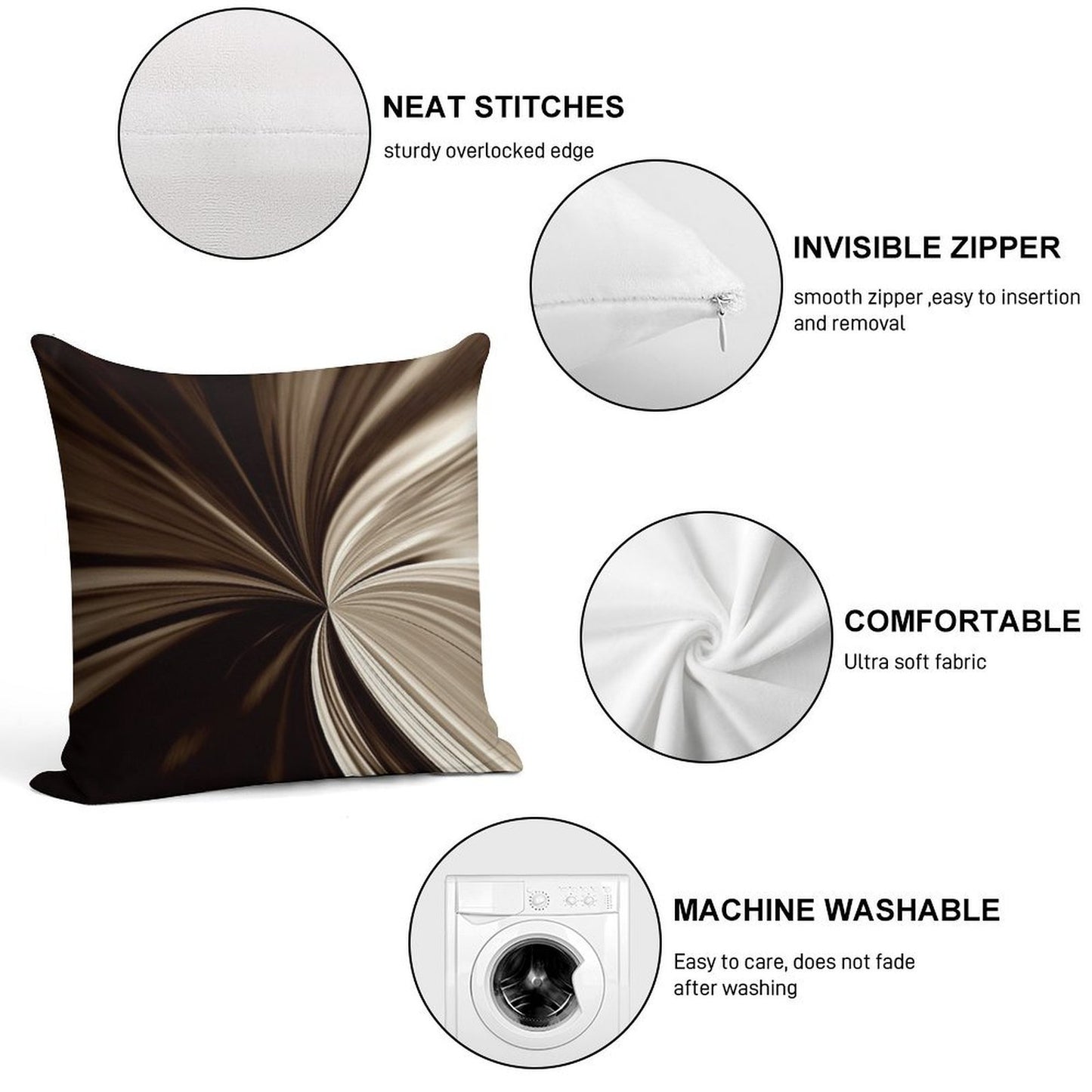 Milk Chocolate Swirl Abstract Print Pillow Soft Skin-Friendly Throw Pillow