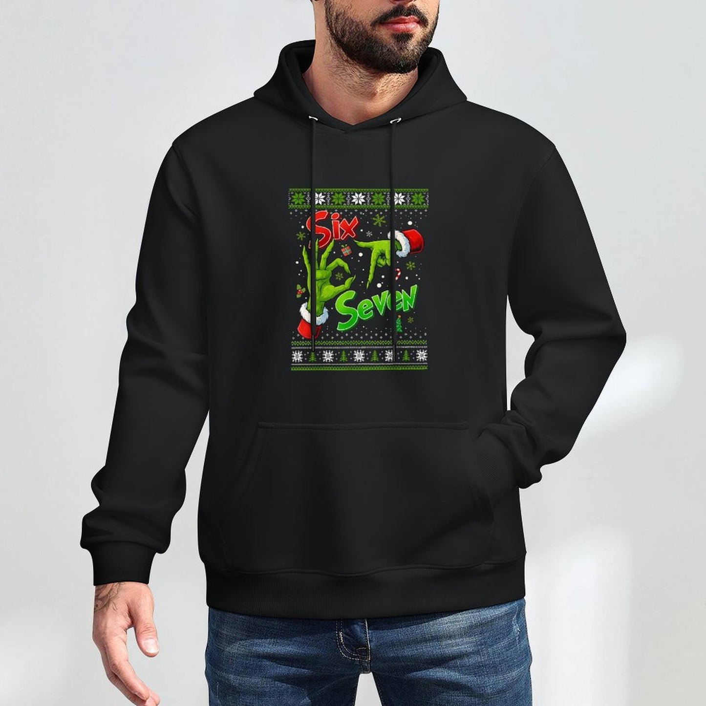 Funny 67 Christmas Pajamas Six Seven Meme Brainrot Machine Washable Hoodie