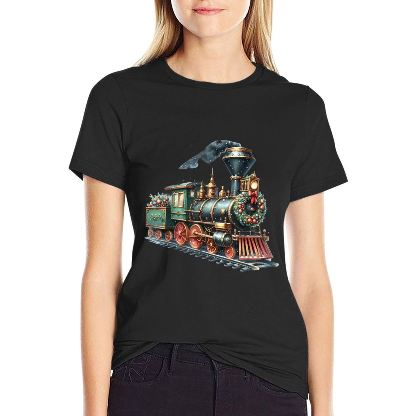 Christmas Steam Train Locomotive Matching Family Pajamas  Moisture-wicking T-Shirt