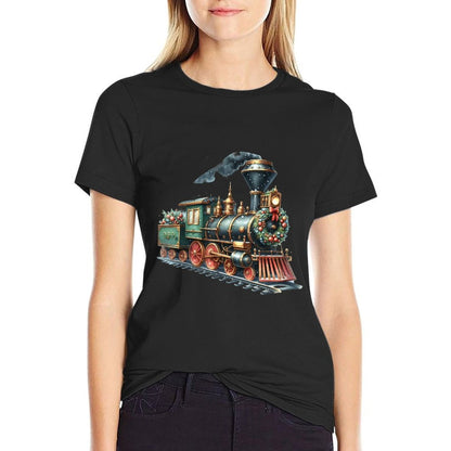 Christmas Steam Train Locomotive Matching Family Pajamas  Moisture-wicking T-Shirt