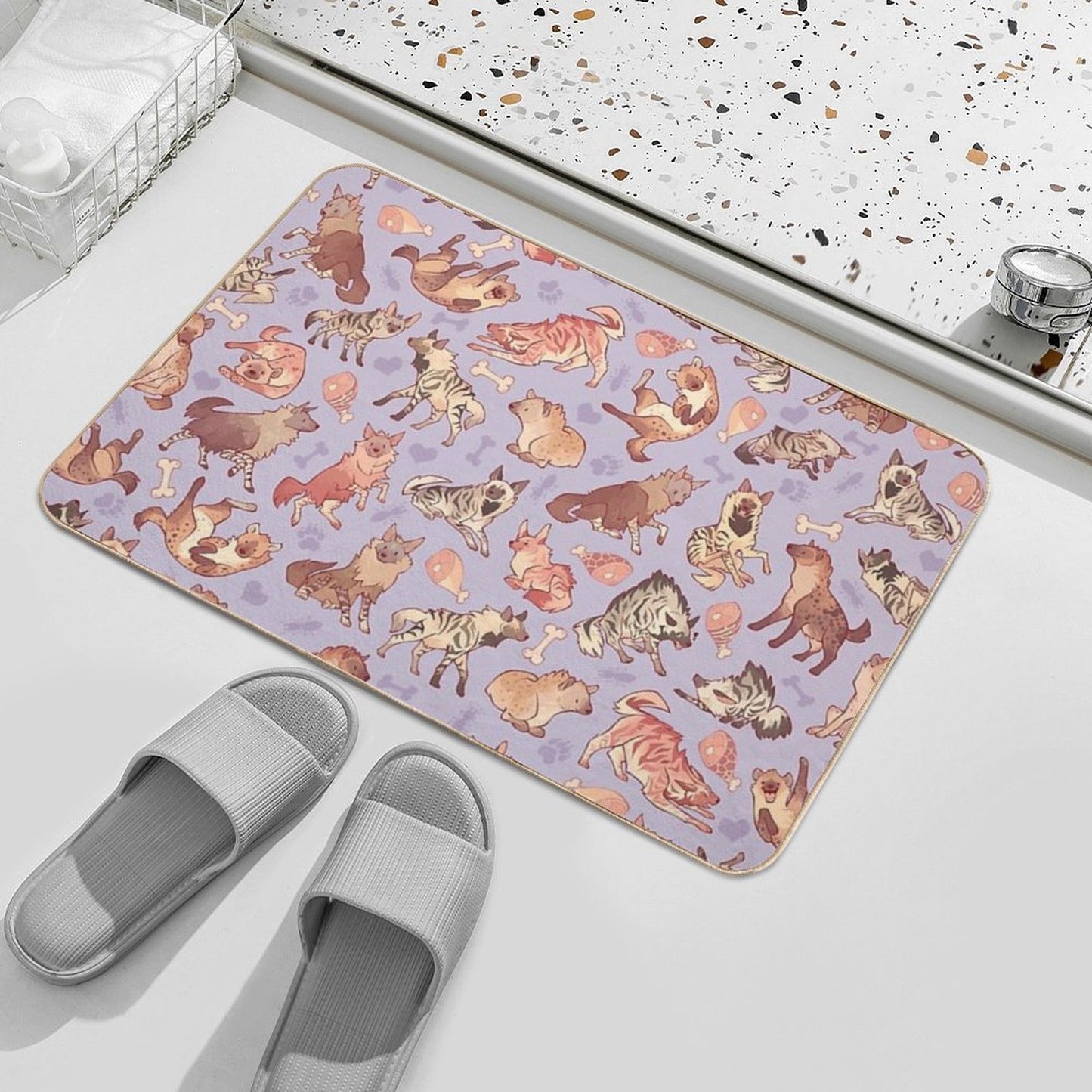 Hyenas in Lavender  Multi-Purpose Bath Mat