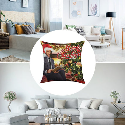 Die Hard Hans Gruber Merry Christmas Linen Throw Pillow Cover