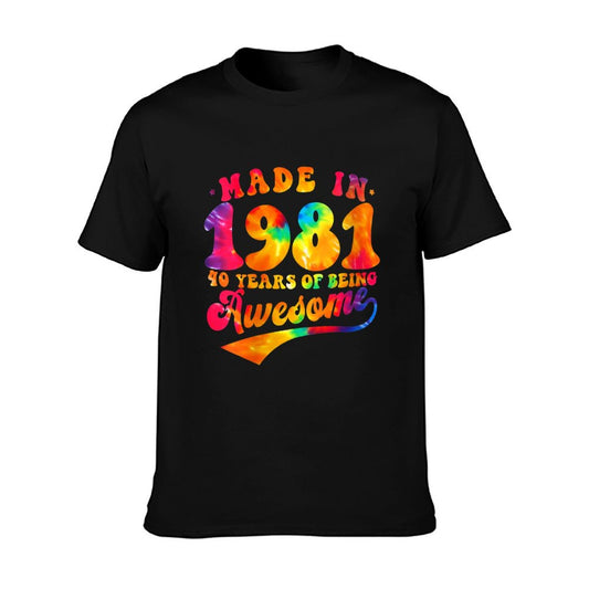 Womens 40th Birthday Tie Dye 40 Year Old Made Awesome 1981 Gift  Moisture-wicking T-Shirt