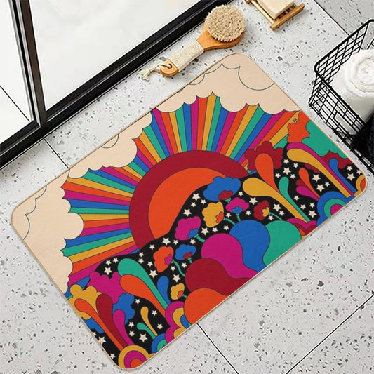 70s Landscape  Anti-Trip Bath Mat