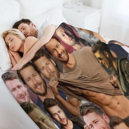 Glen Powell Colllage Throw Blanket