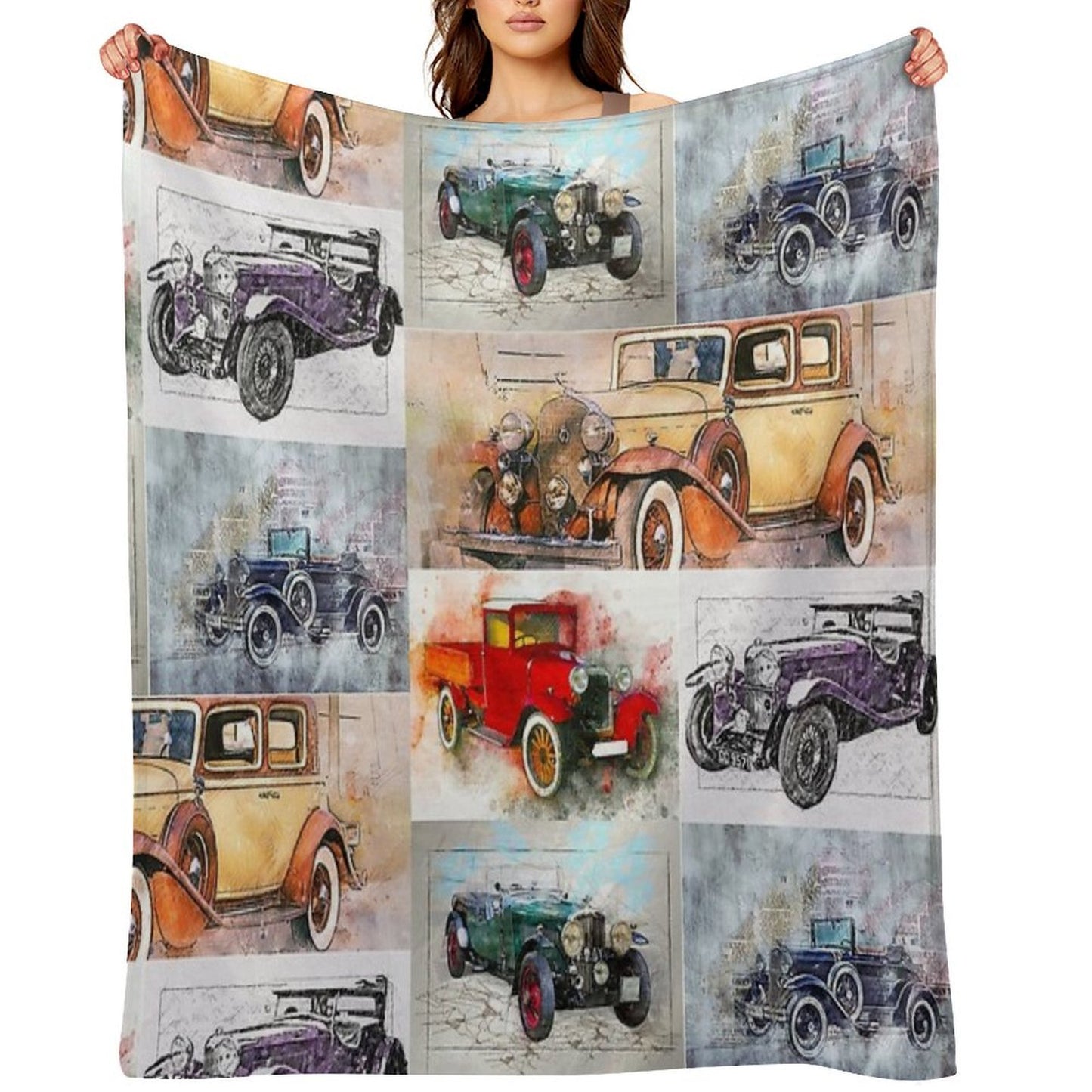 Classic Vintage Cars Montage #4 Throw Blanket