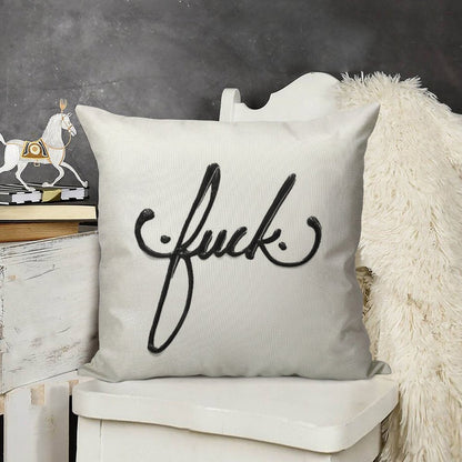 Cursive Curse Linen Throw Pillow Cover