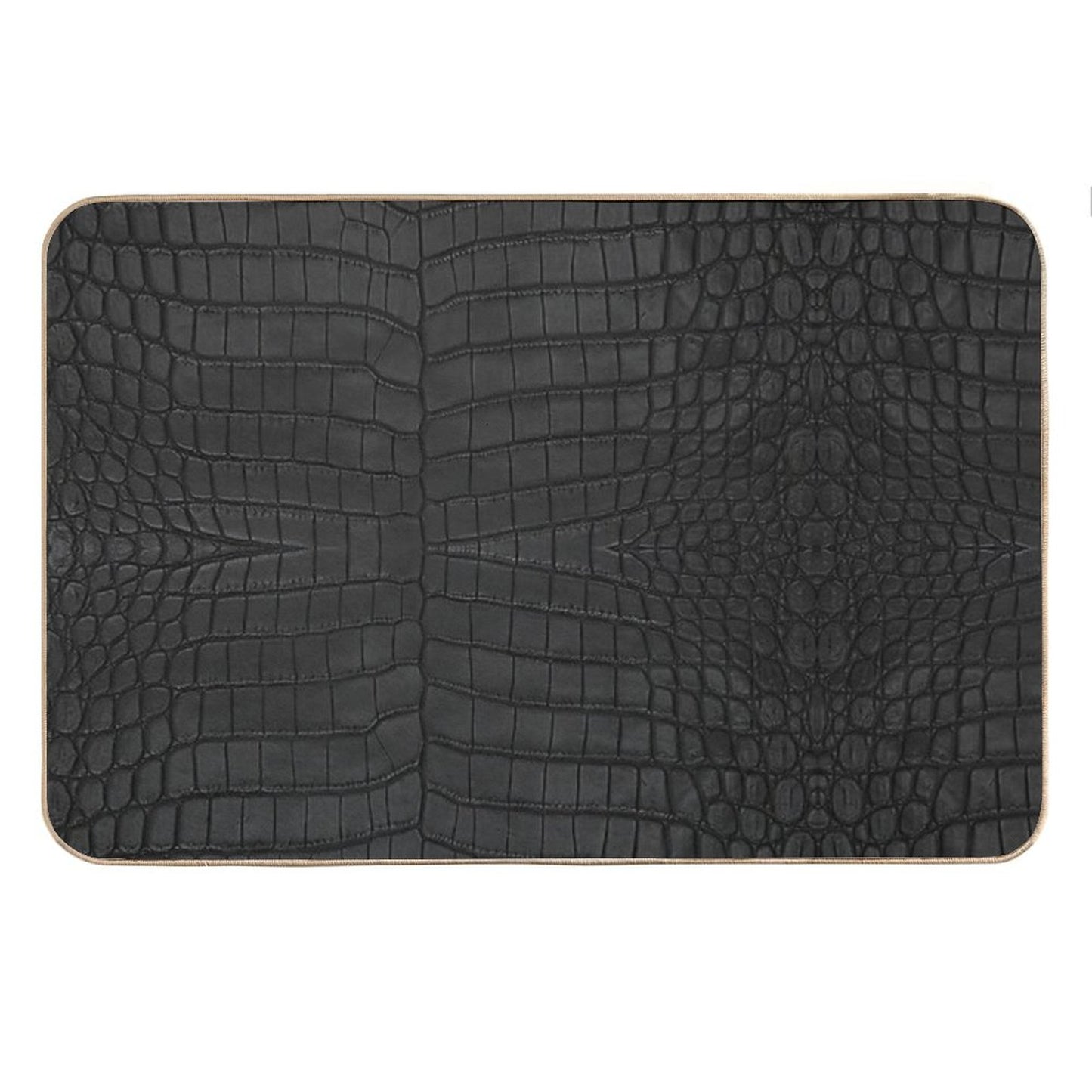 Black Crocodile Leather Print Bath Mat