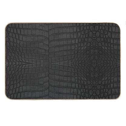Black Crocodile Leather Print Bath Mat