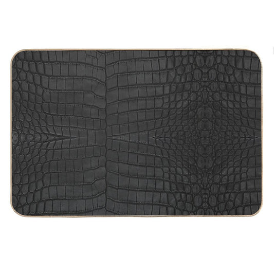 Black Crocodile Leather Print Bath Mat