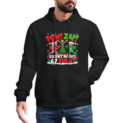 Funny 6-7 Meme Slang Trend Silent Night 67 Fight Christmas Breathable Fabric Hoodie