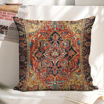 Heriz Persian Carpet Print Linen Throw Pillow Cover
