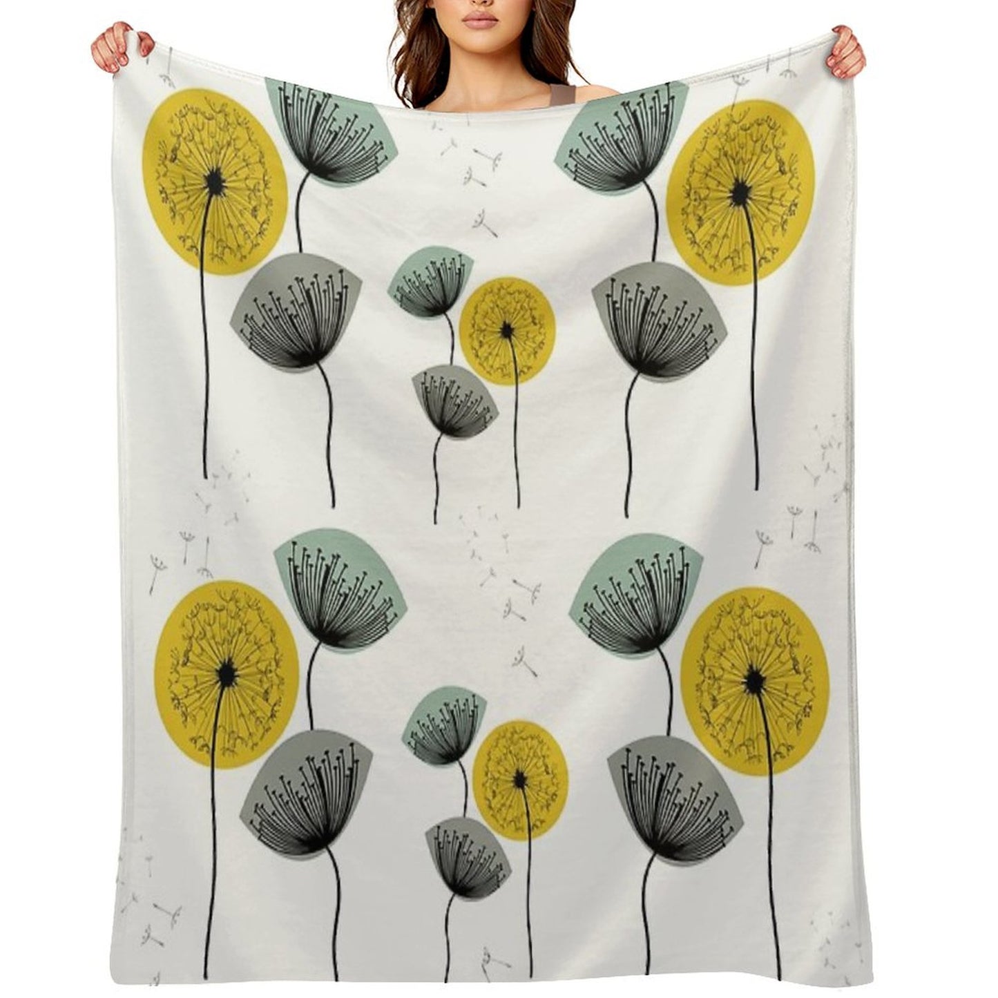 Mid Century Dandelions Throw Blanket