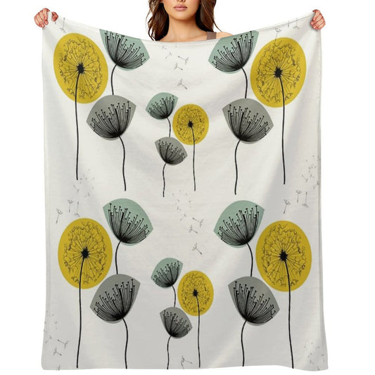 Mid Century Dandelions Throw Blanket
