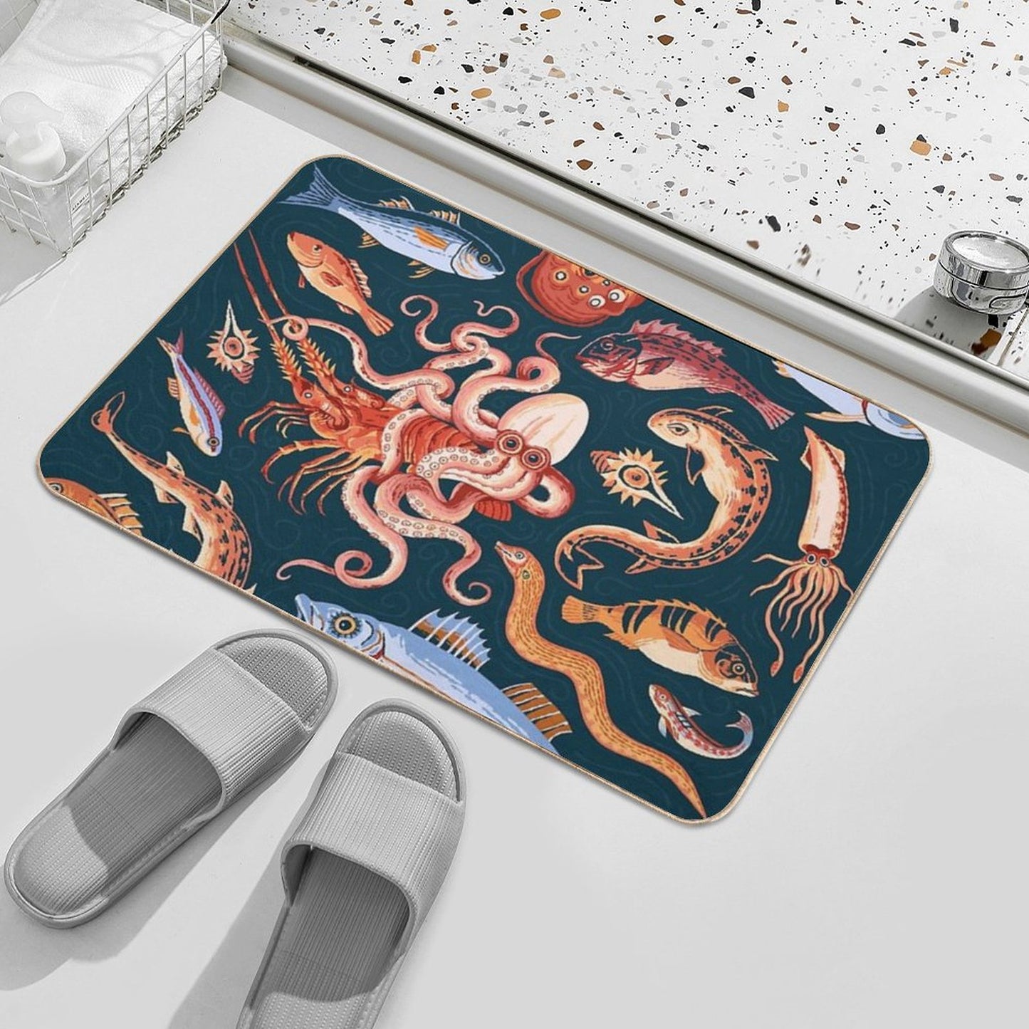 Pompeii Marine Mosaic Bath Mat