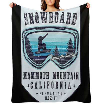 Snowboard Mammoth Mountain California Throw Blanket