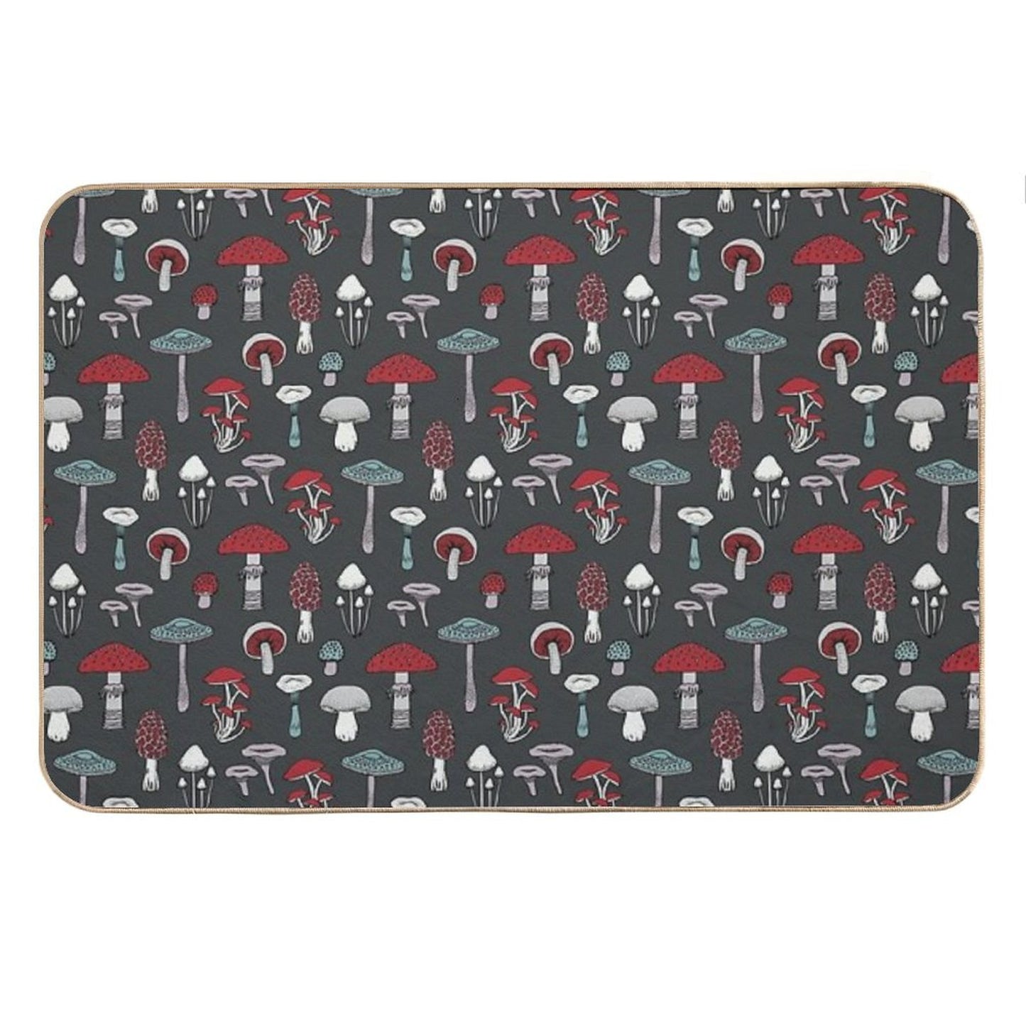 Midnight Mushrooms - Fun Fungus Pattern by Cecca Designs Bath Mat