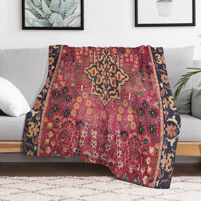 17th Century Persian Vase Carpet Print Throw Blanket