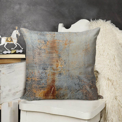 Burn Blue Rust Linen Throw Pillow Cover