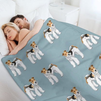Retro Wire Haired Fox Terrier Design Throw Blanket