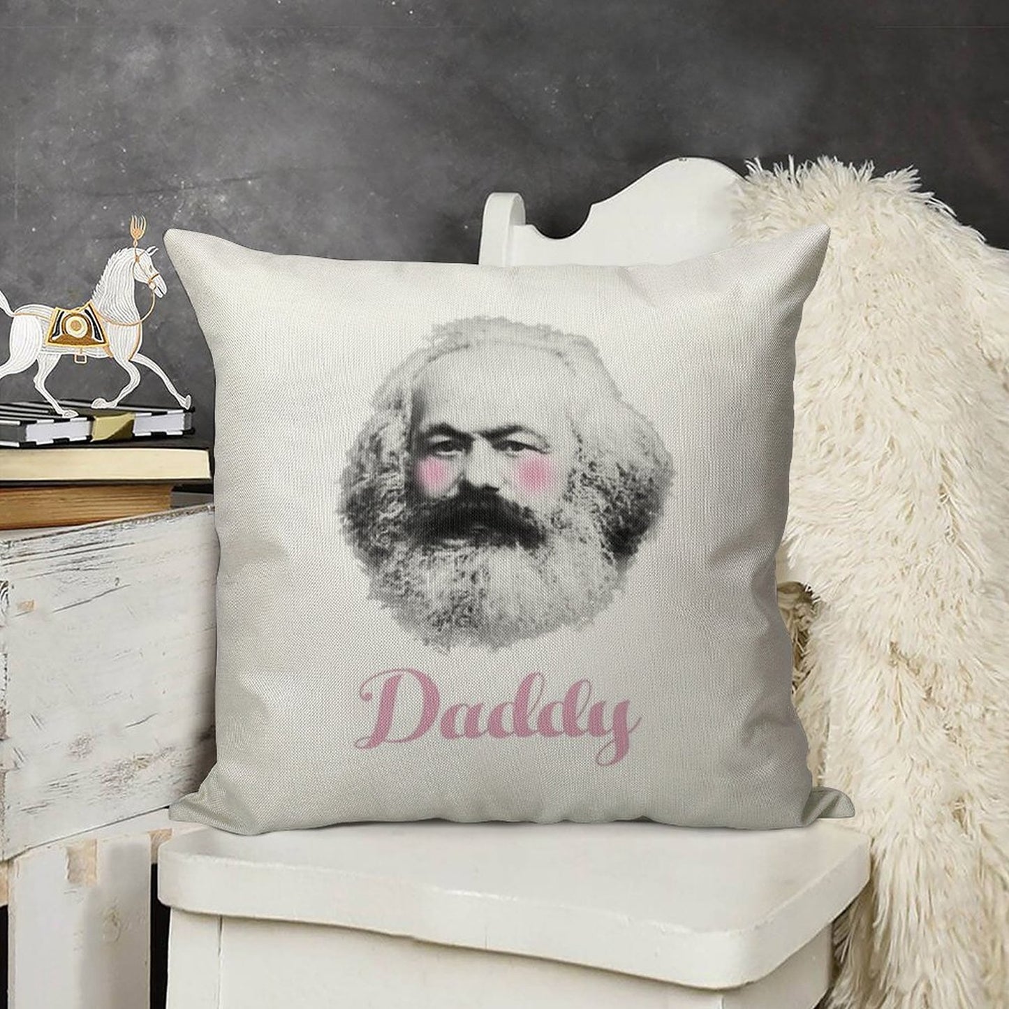 Daddy Karl Linen Throw Pillow Cover