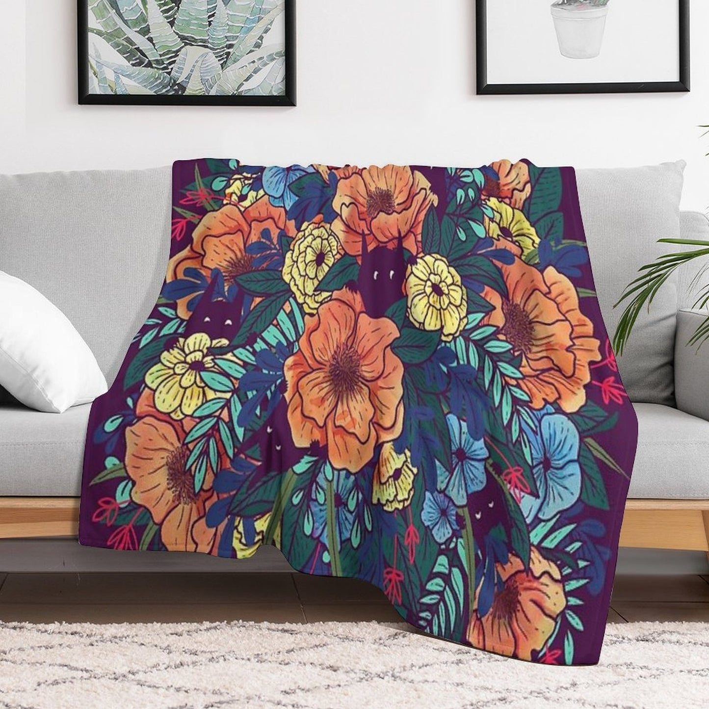 Wild Flowers Throw Blanket