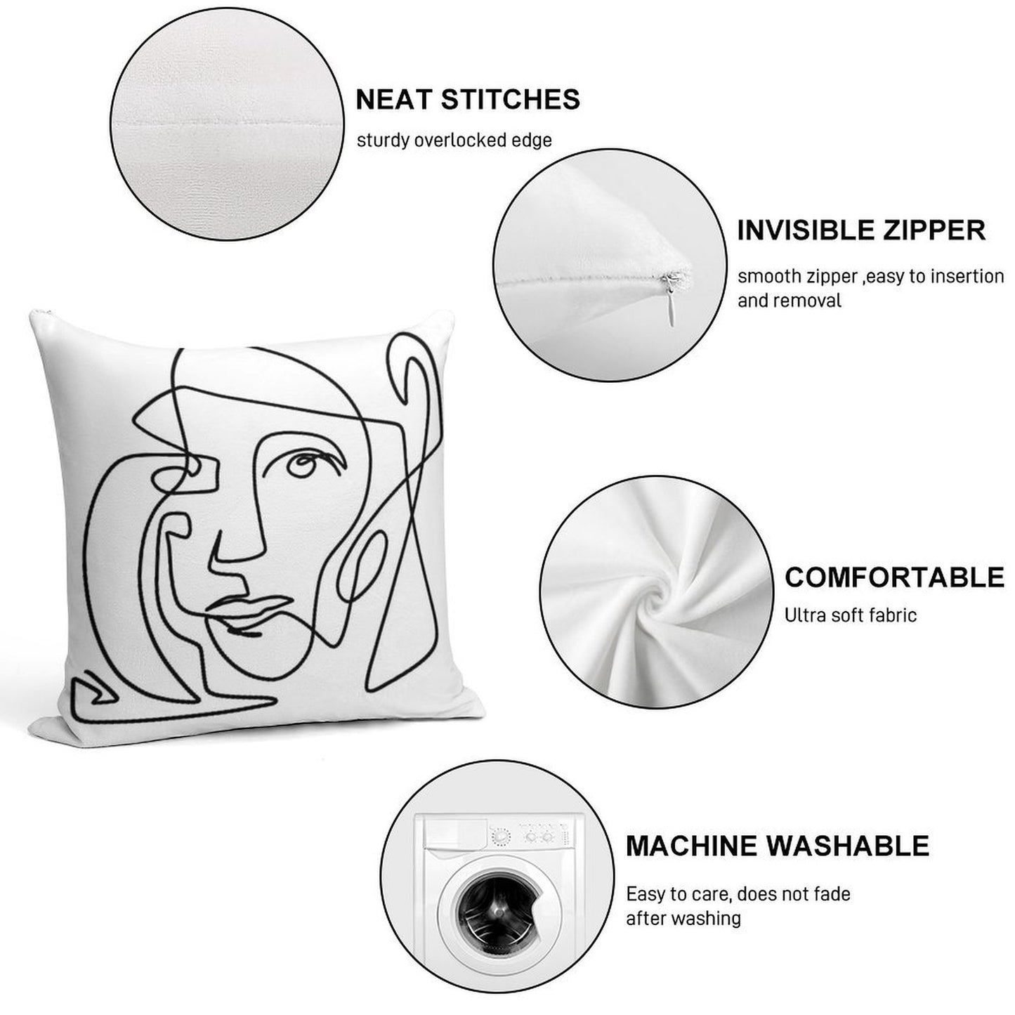 Abstract Face 1 Soft High-Density Material Throw Pillow