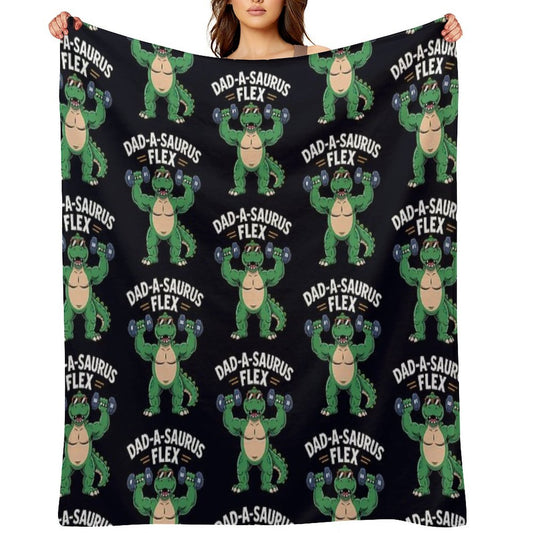 Dad-A-Saurus Flex Dino Dad Father's Day Throw Blanket