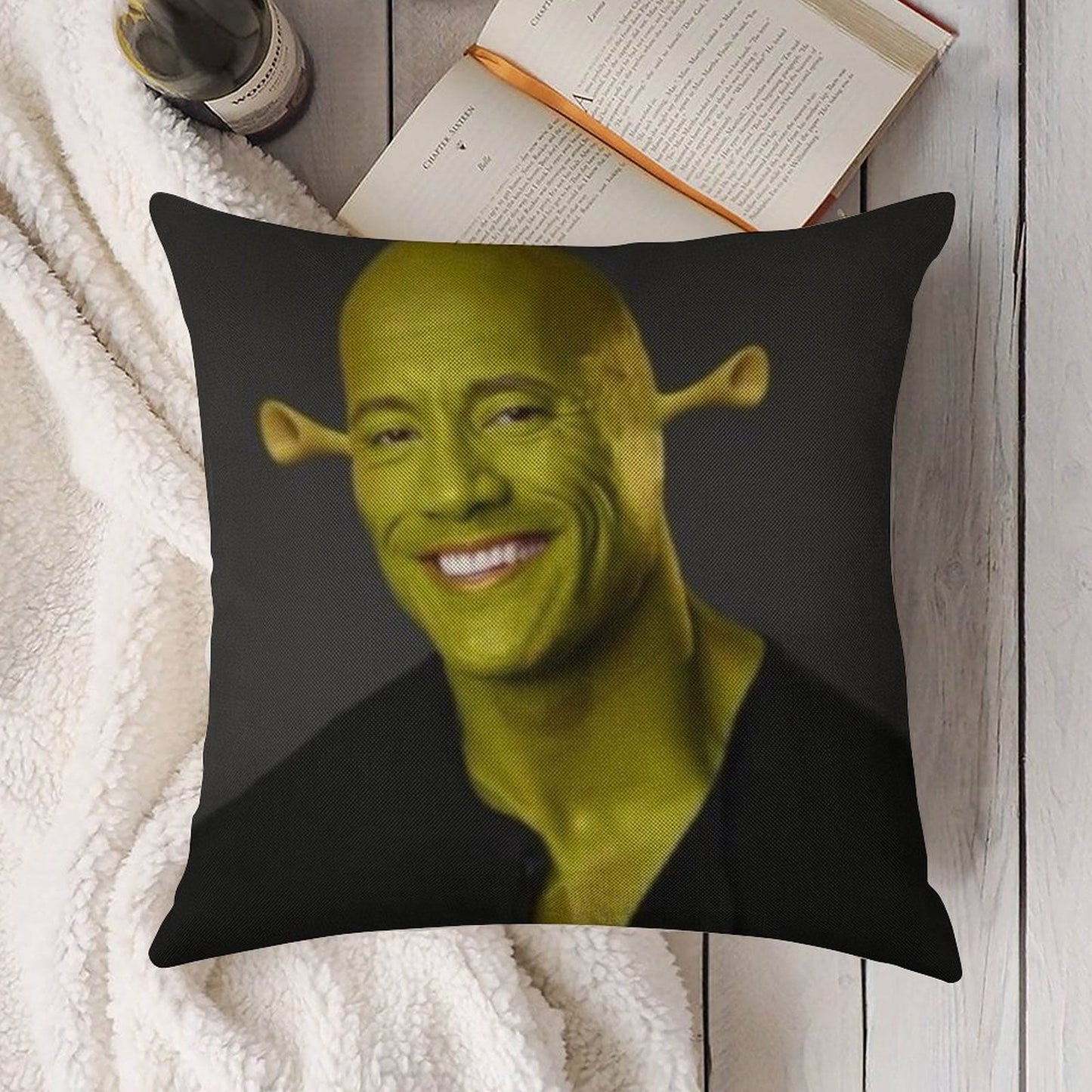 Dwayne 'The Shrok Johnson Linen Throw Pillow Cover