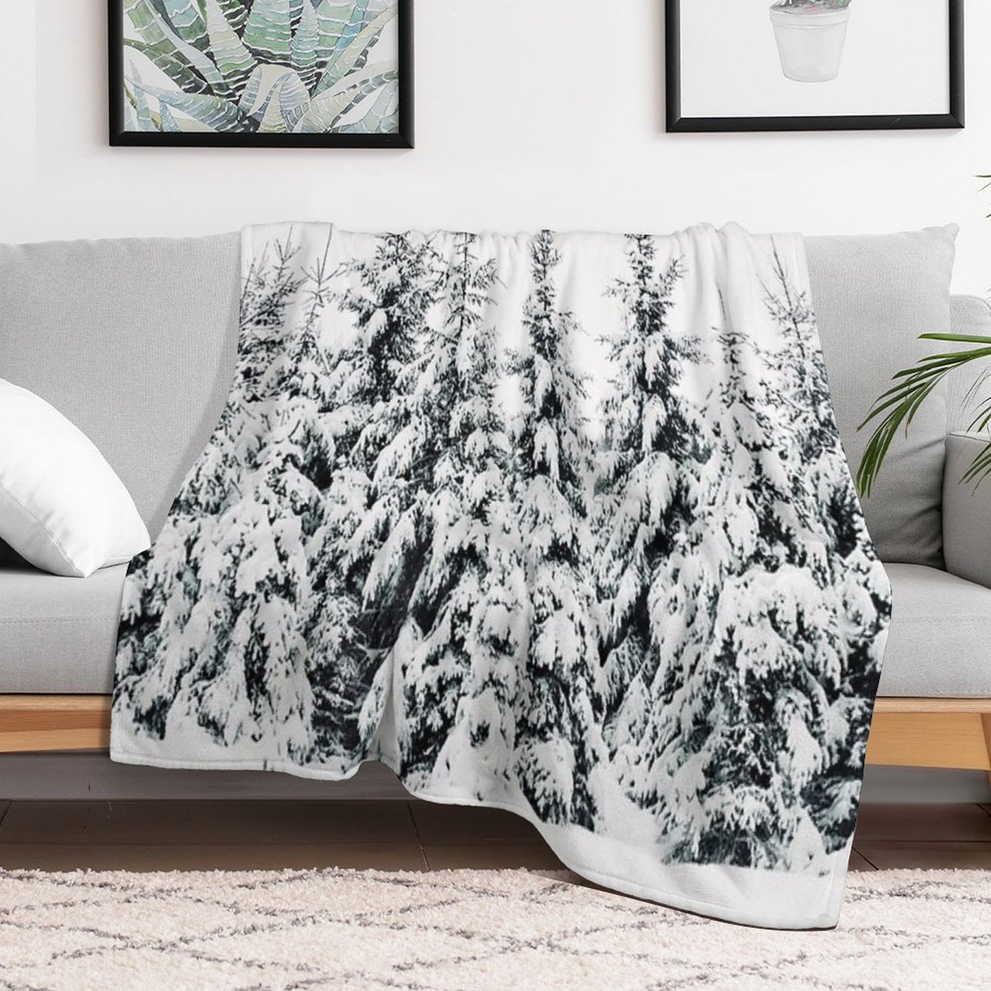 Snow Porn  Misty Moody Foggy Milky Winter Wonderland Forest With Cascadia Trees Covered In Magic Fog Throw Blanket