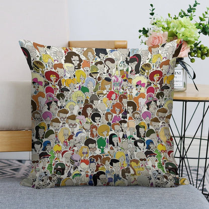 103 Faces of Roger The Alien Linen Throw Pillow Cover