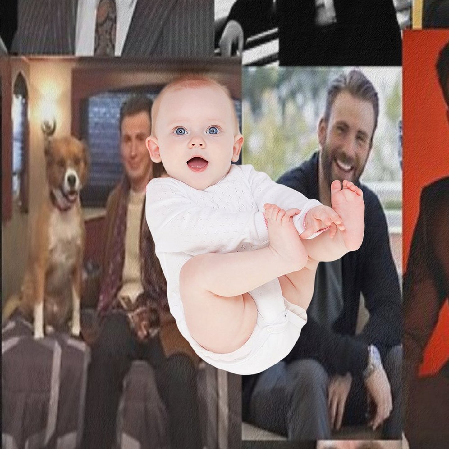 Chris Evans Pic Collage Throw Blanket