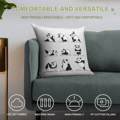 Panda Yoga Soft Shrink-Resistant Throw Pillow