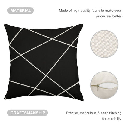 Geometric Abstract - Black And White. Linen Throw Pillow Cover