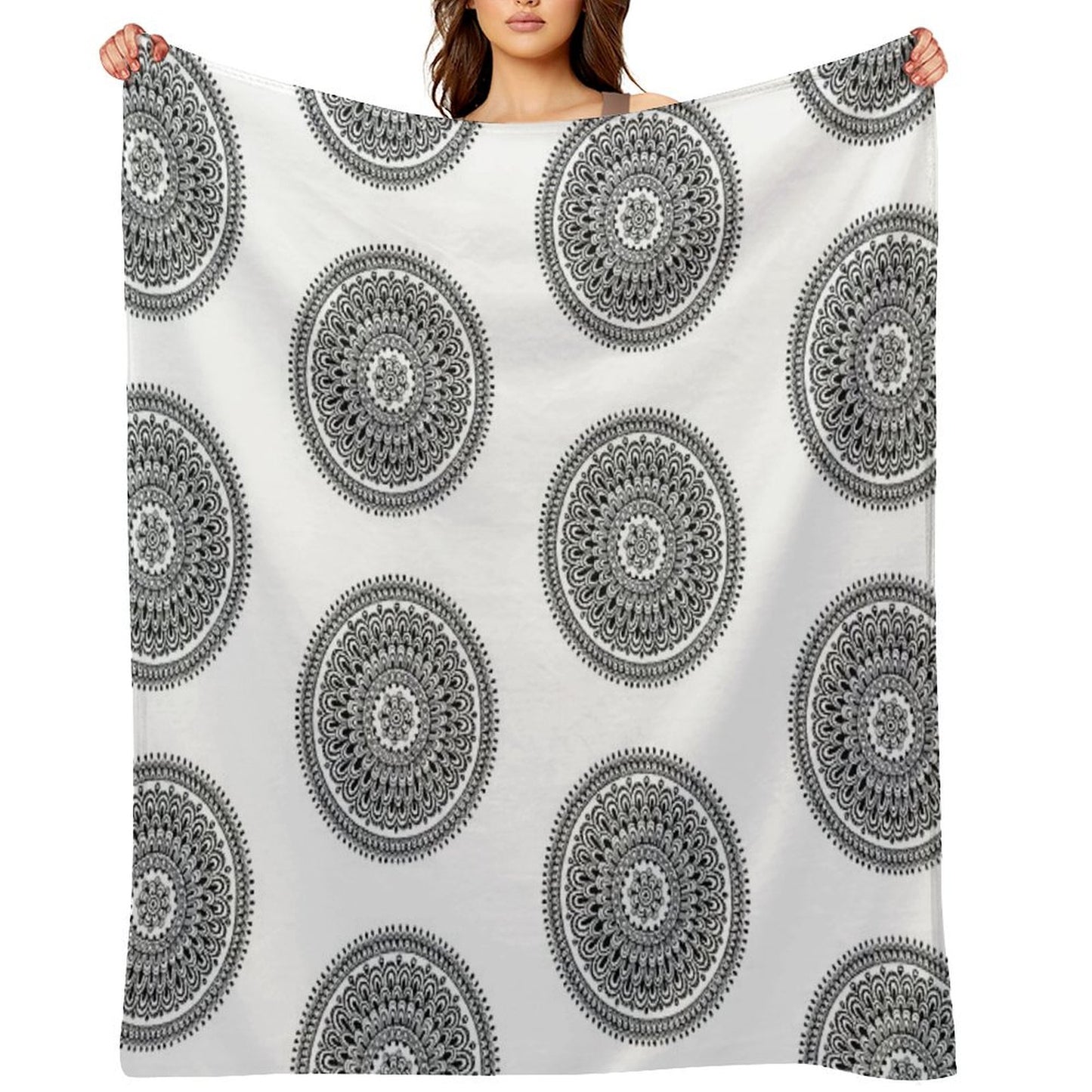 Mandala Black And White by Hayley Lauren Design Throw Blanket