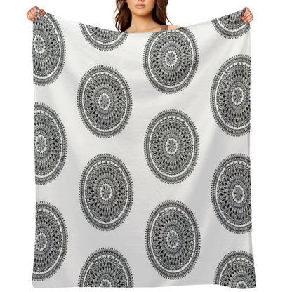 Mandala Black And White by Hayley Lauren Design Throw Blanket