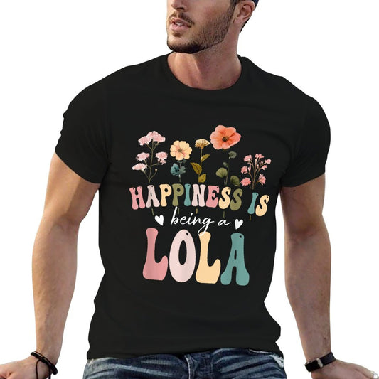 Happiness Is Being A Lola Floral Design Lola Mother&#39;s Day T-Shirt