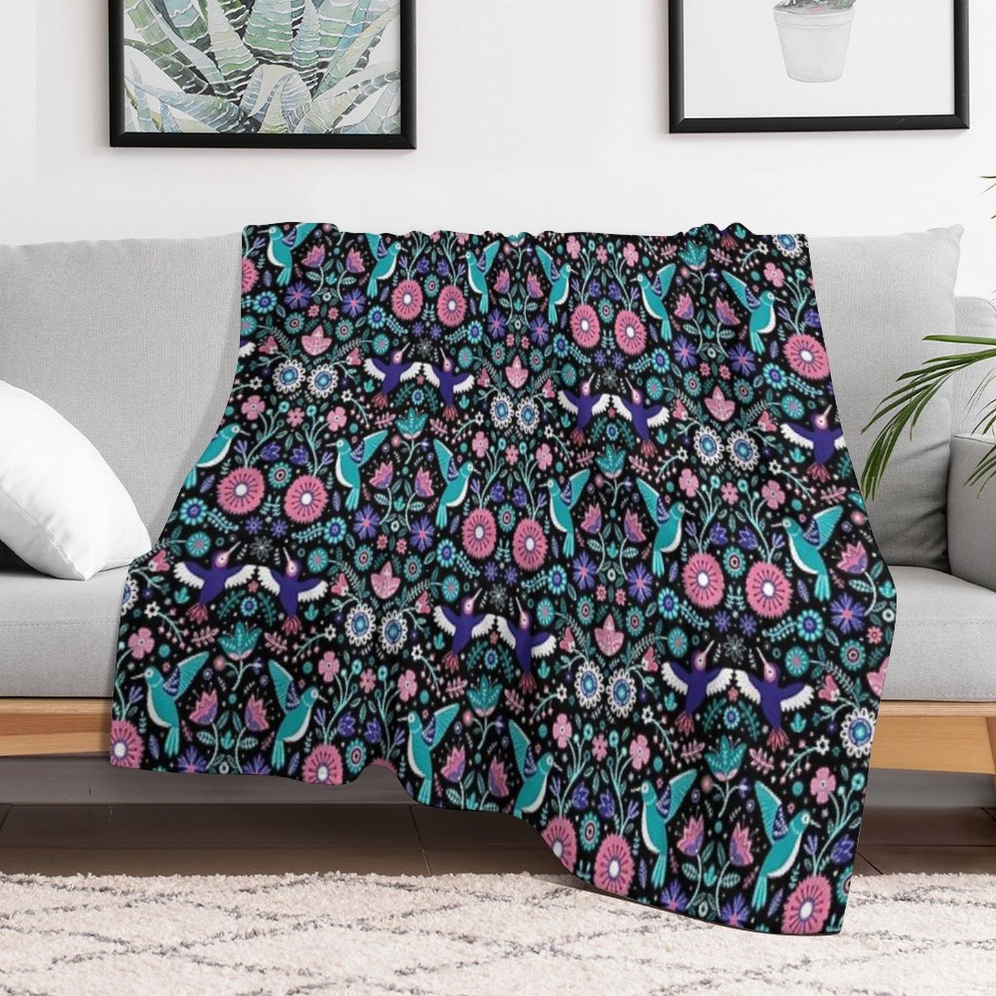 Hummingbird Garden 2 Throw Blanket