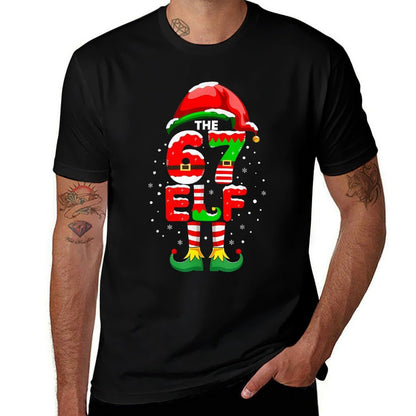 The 67 Elf Christmas Funny 6 7 Six Seven Meme Matching Xmas  Tagless Design T-Shirt