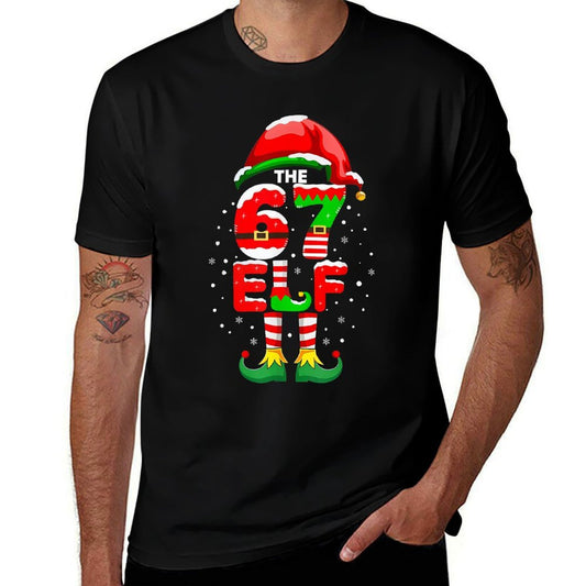 The 67 Elf Christmas Funny 6 7 Six Seven Meme Matching Xmas  Tagless Design T-Shirt